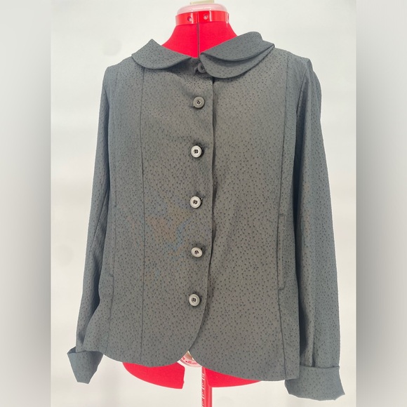 Lilith Textured Blazer / Topper Jacket With Asymmetrical Double Collar - Picture 4 of 14